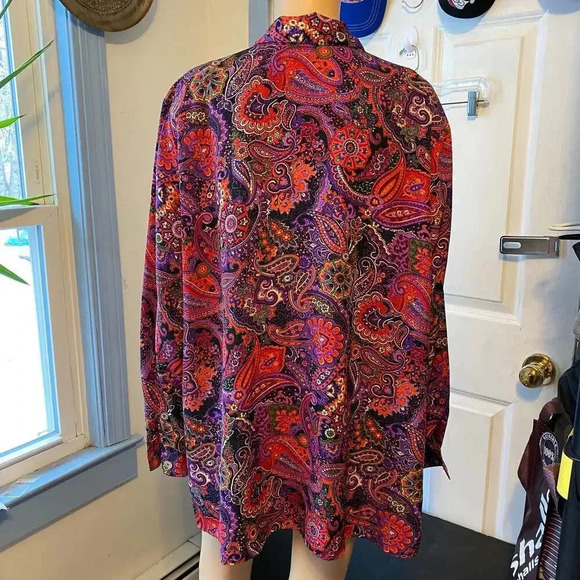 Y2K Impressions Boho Floral Print Button Down Shirt Blouse Women Plus Size 1X - Picture 3 of 6
